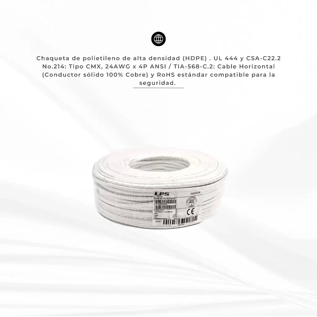 LPSUTPCAT5E100BC-PE | CABLE UTP CAT 5E INTERIOR 100% COBRE  X 100 MTS