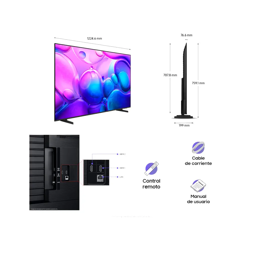 QN55Q6FAAKXZL | Televisor Samsung FLAT QLED Smart TV 55 pulgadas, UHD 4K  /3,840 x 2,160 / DVB-T2 / Procesador Q4 lite/ Bluetooth / Dual Led / asistente de voz Bixby /  modo ambiente/ Modo Juego/  HDMI x 3 / USB x 1 /LAN/ abre y edita archivos de Office