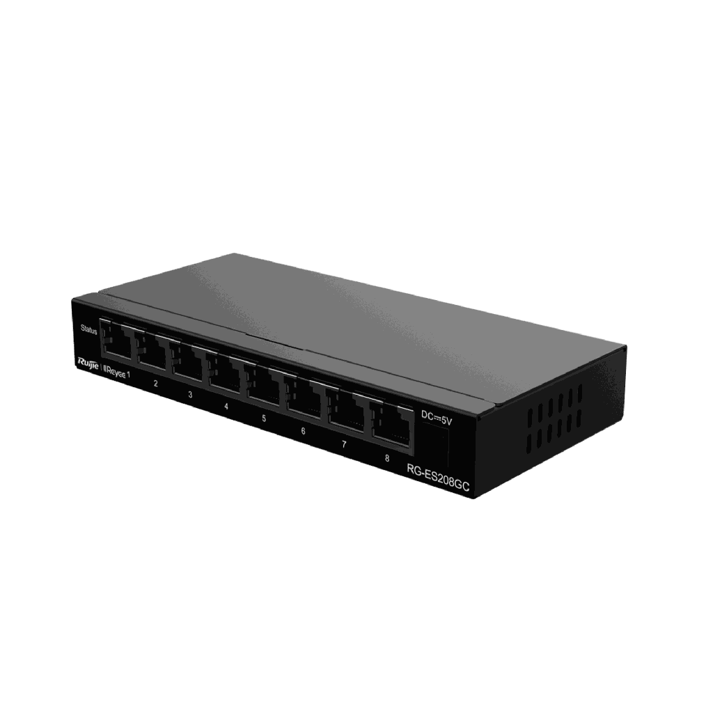 RG-ES208GC | Switch Administrable con 8 Puertos Gigabit, Reconocimiento de Cámara IP