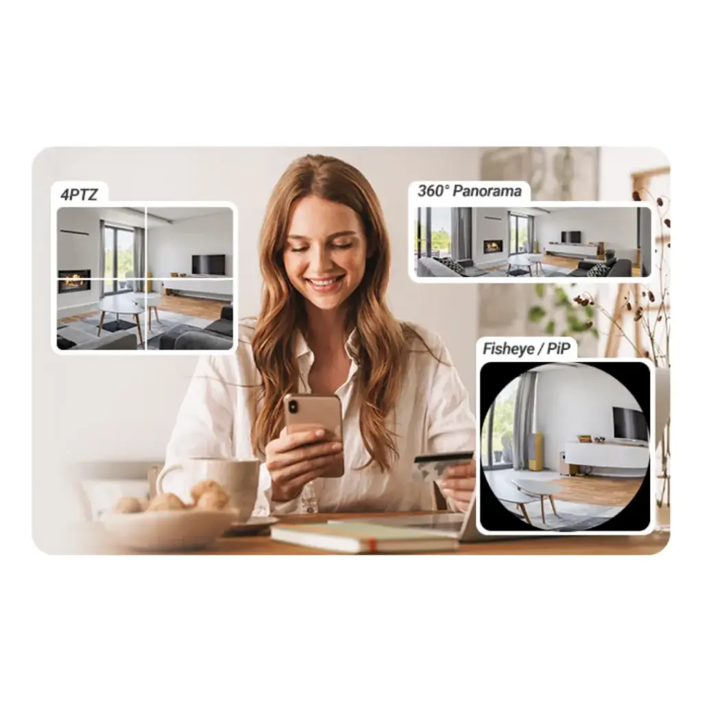 CS-E4p-R100-8C6WKF(AM-STD)(Mul) | Cámara de ojo de pez panorámica inteligente con Wi-Fi