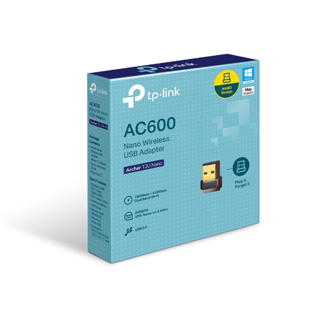 ARCHER T2U NANO | ADAPTADOR INALÁMBRICO NANO USB DE DOBLE BANDA AC600