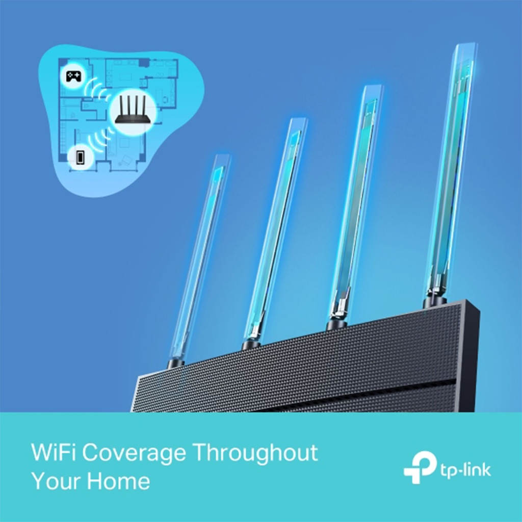 AX12 | ROUTER AX1500 Dual-Band Wi-Fi 6 SPEED: 300 Mbps at 2.4 GHz + 1201Mbps at 5 GHz