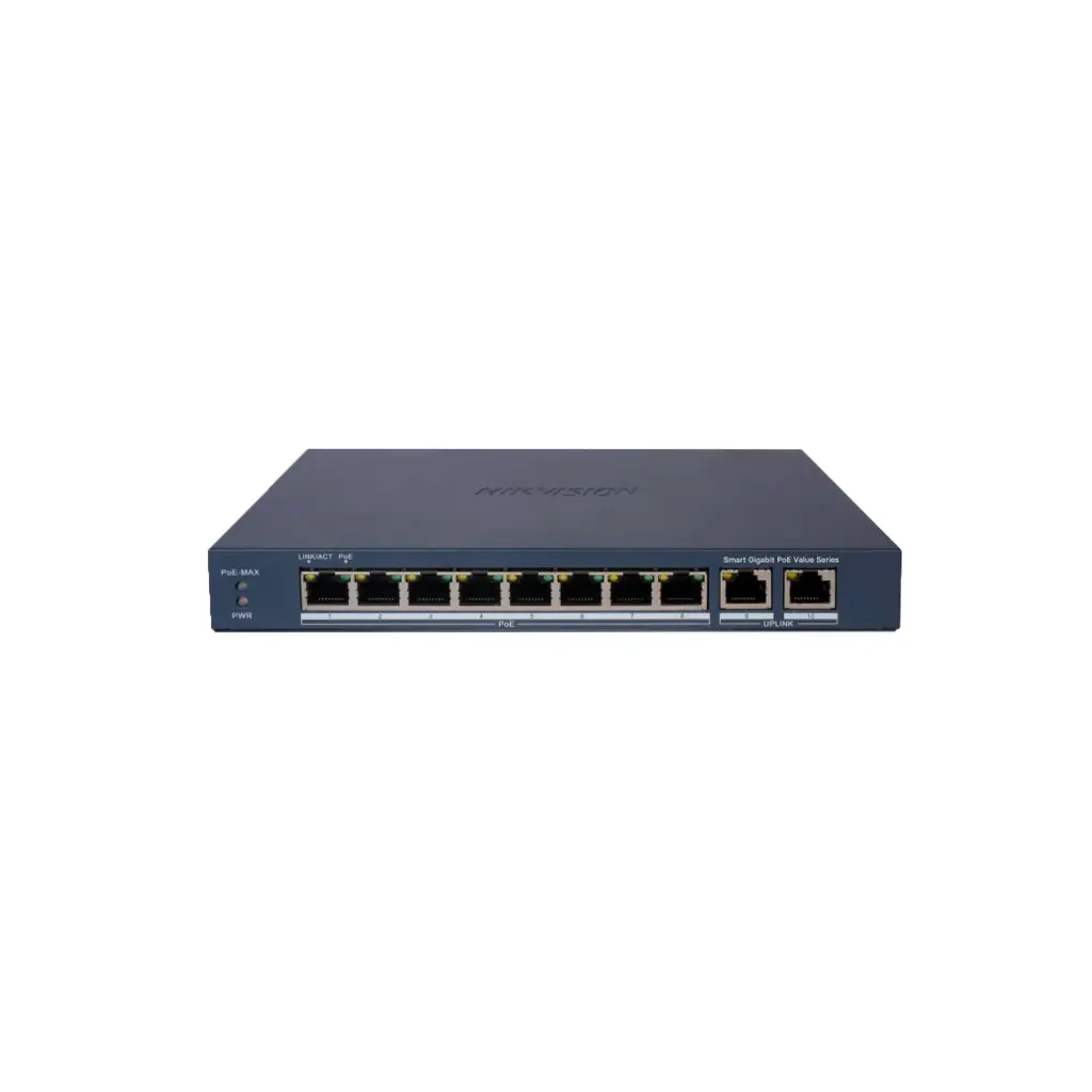 DS-3E1510P-EI/M | Switch Gigabit PoE+ / No Administrable / 8 Puertos 10/100/1000 Mbps PoE+ / 1 Puerto 10/100/1000 Mbps de Uplink + 1 Puerto SFP / 110 W (copia) (copia)