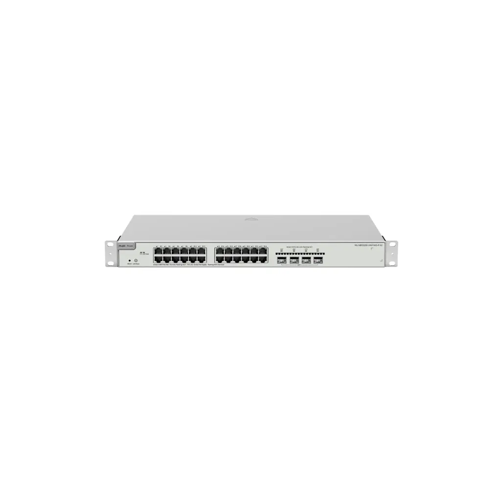 RG-NBS5200-24GT4XS-P-V2 | Switch Administrable Capa 3 con 24 puertos Gigabit PoE 802.3af/at + 4 SFP+ para fibra 10Gb, gestión gratuita desde la nube, 370w