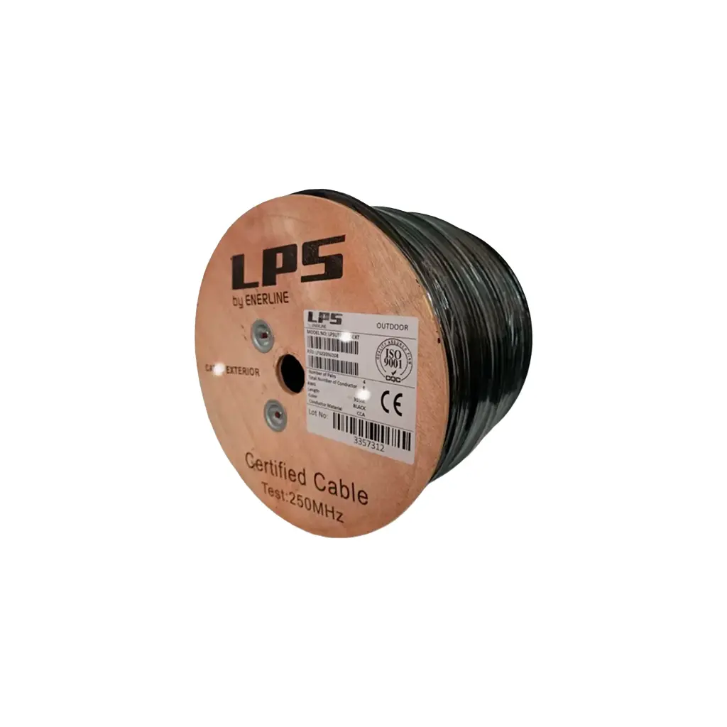 CABLE UTP CAT 6 EXTERIOR DOBLE CHAQUETA 24AWG 4P*2*0,56 75GRADOS NEGRO X 305MTS