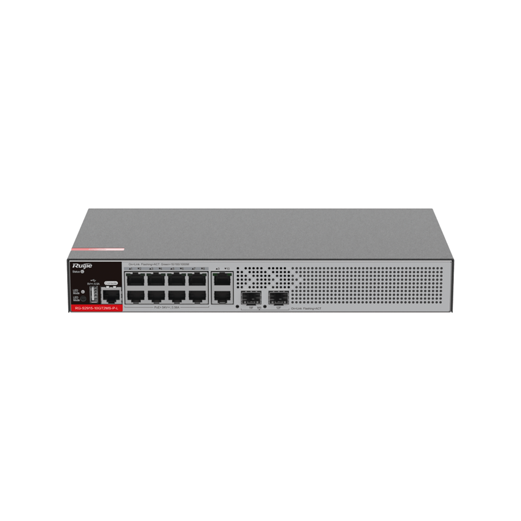 Switch Administrable L2+ con 10 puertos Gigabit (1-8 PoE+), 2 SFP para fibra 1Gb / 2.5 Gb , gestión gratuita desde la nube, 125w